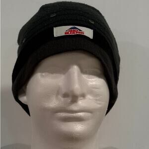 Snoblocker Thinsulate Beanie Hat Mens OS Black Gray Striped Winter Skull Cap EUC